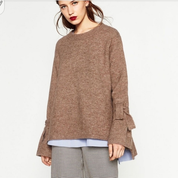 Zara Knit Tie Sleeve Sweater - Picture 3 of 15